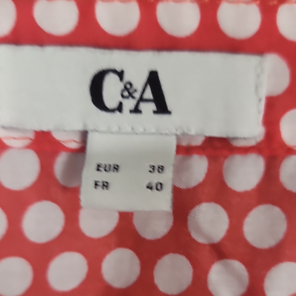 C&A Red and White Dolman Sleeve Blouse with Notched Collar - Picture 3 of 7